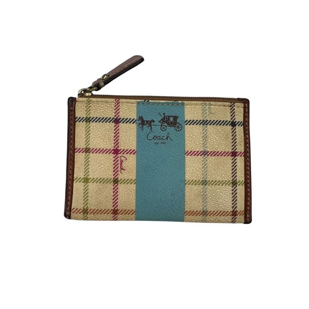 Coach Heritage Blue Stripe Key Chain Card Holder